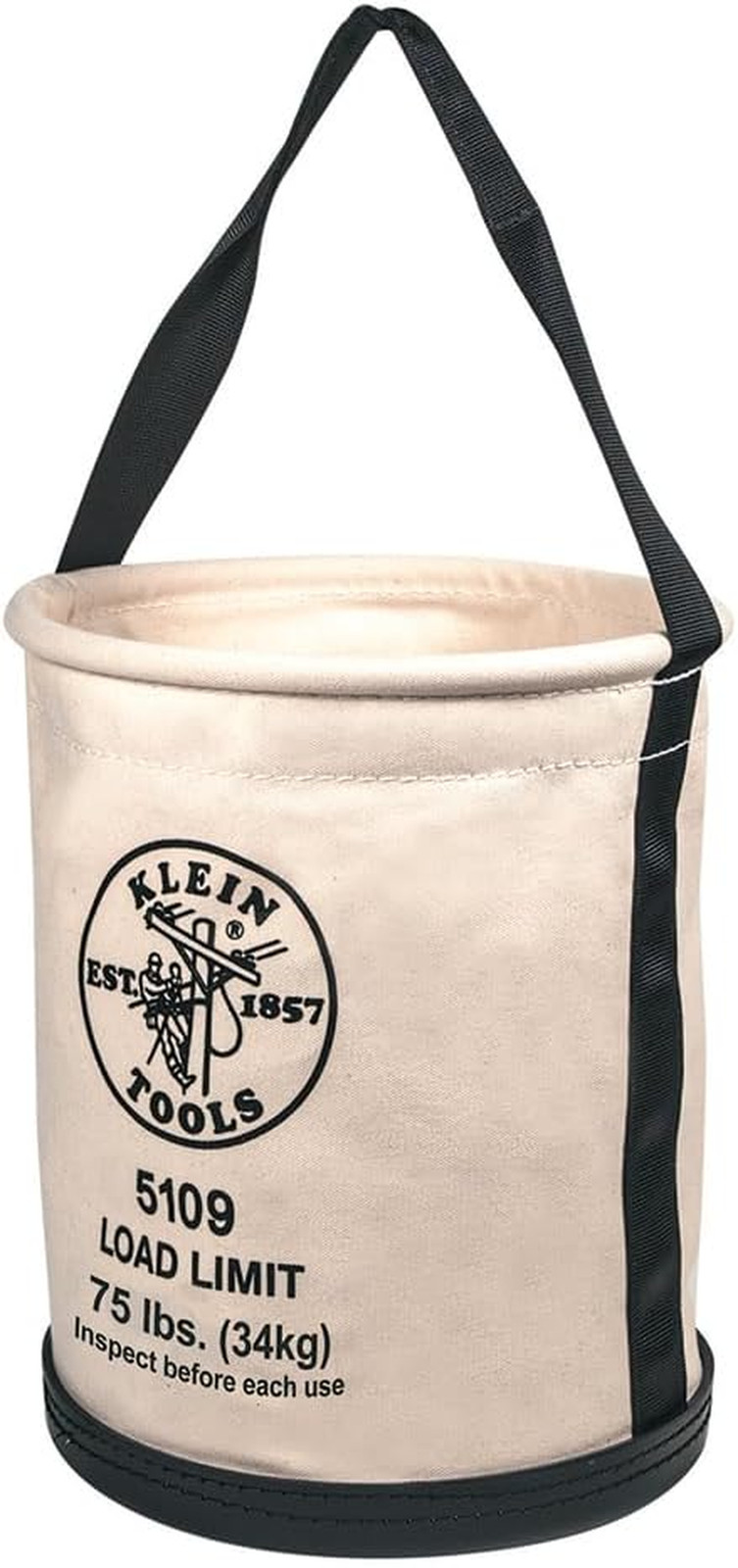 Klein Tools 5109 Canvas Bucket, Wide-Opening Straight-Wall Tool Bucket Is Made o
