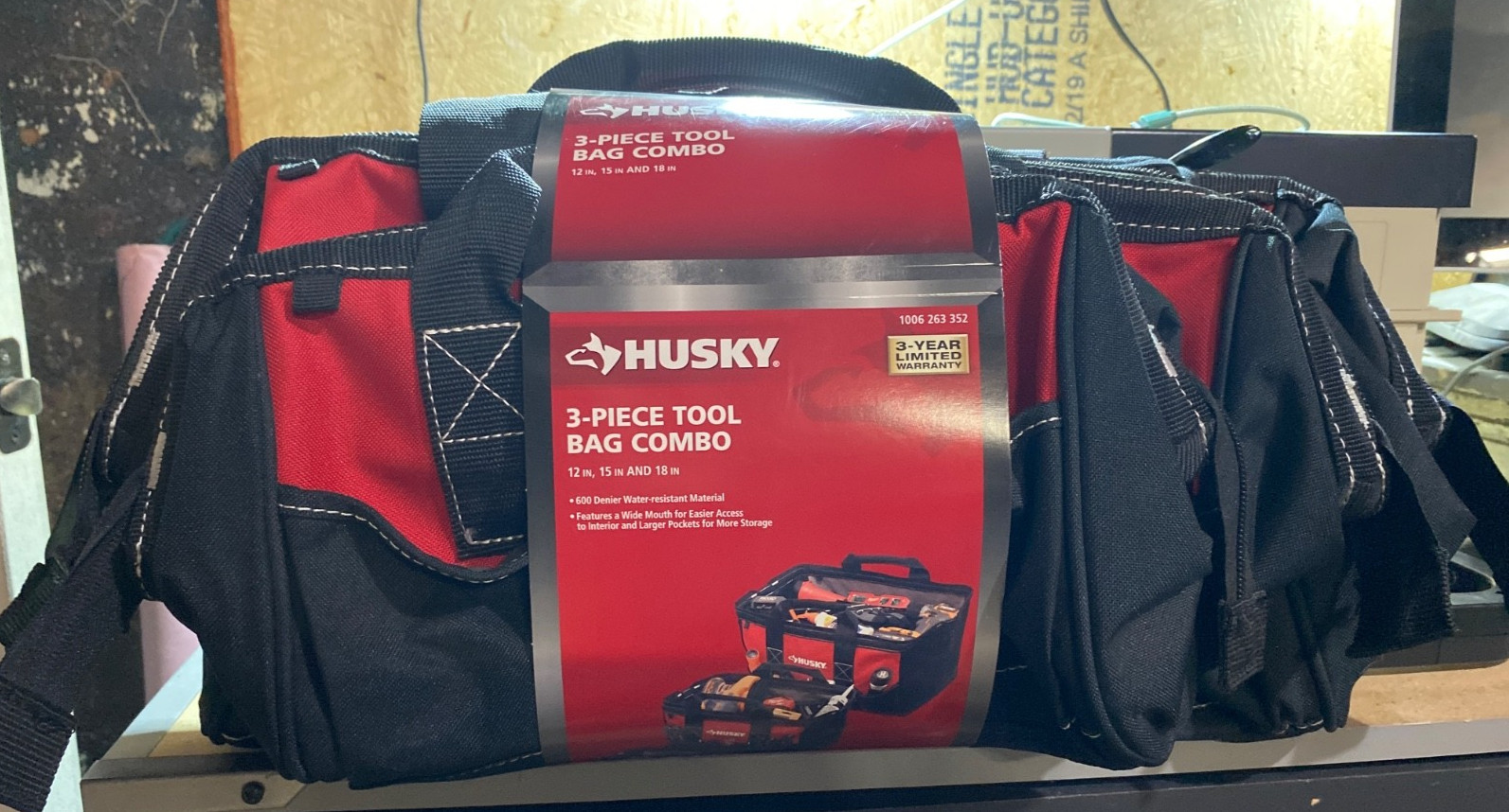 Husky 3 Tool Bag Combo Set -12″ , 15″ , And 18″ Bags Water Resistant NEW