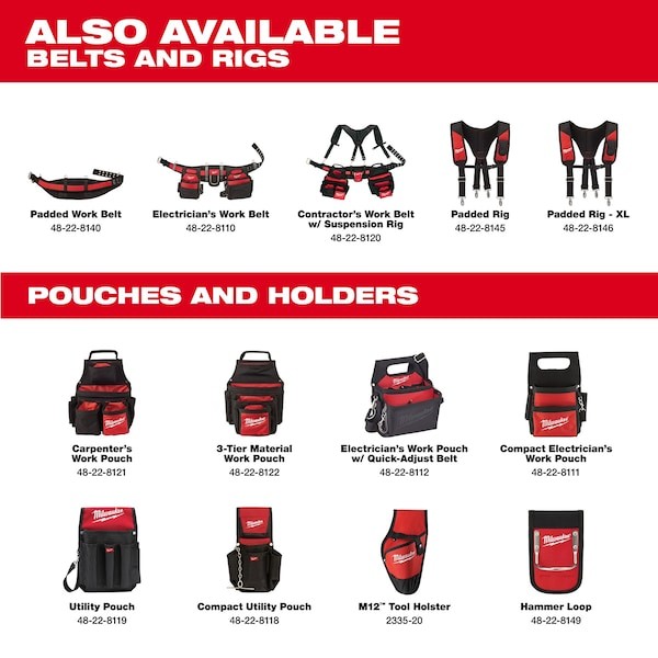 Milwaukee Tool 48-22-8120 Contractor Work Belt W/ Suspension Rig