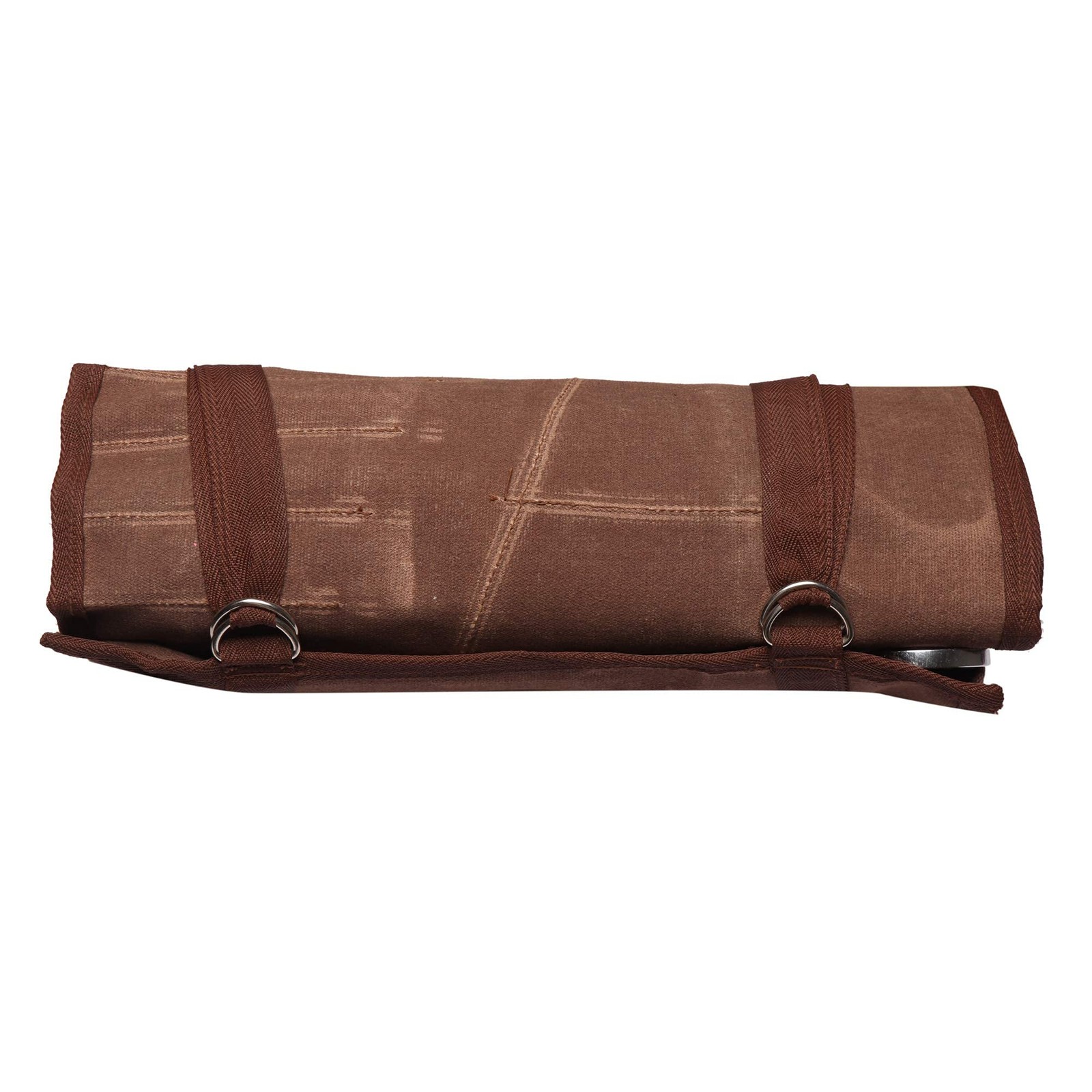 BULL TOOLS 26 Pocket Wrench Organizer Roll-Up Waxed Canvas, Cinnamon Brown