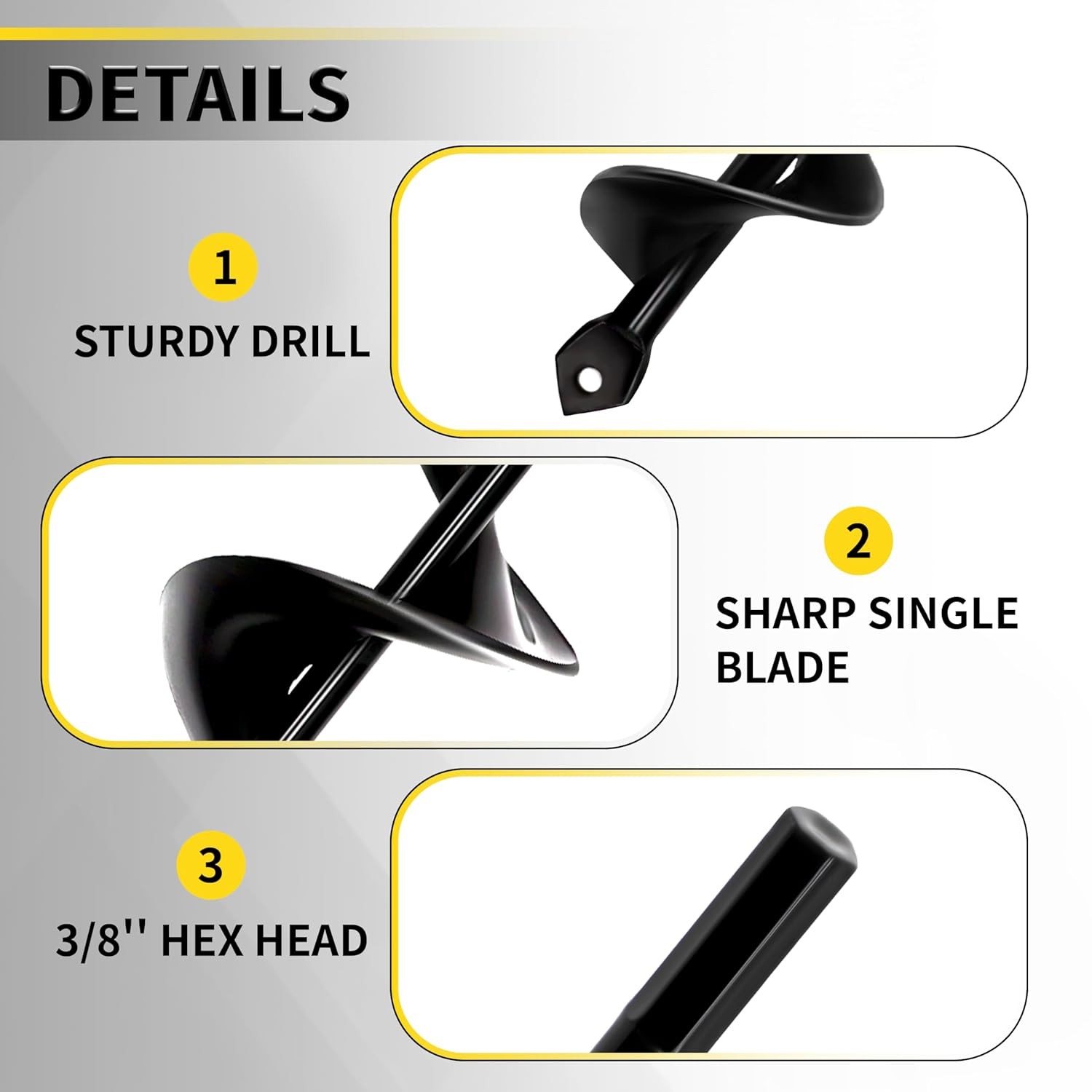 Bulb Planter Auger Drill Bit 1.6×16.5 Inch for Cordless Drill 3/8 Hex