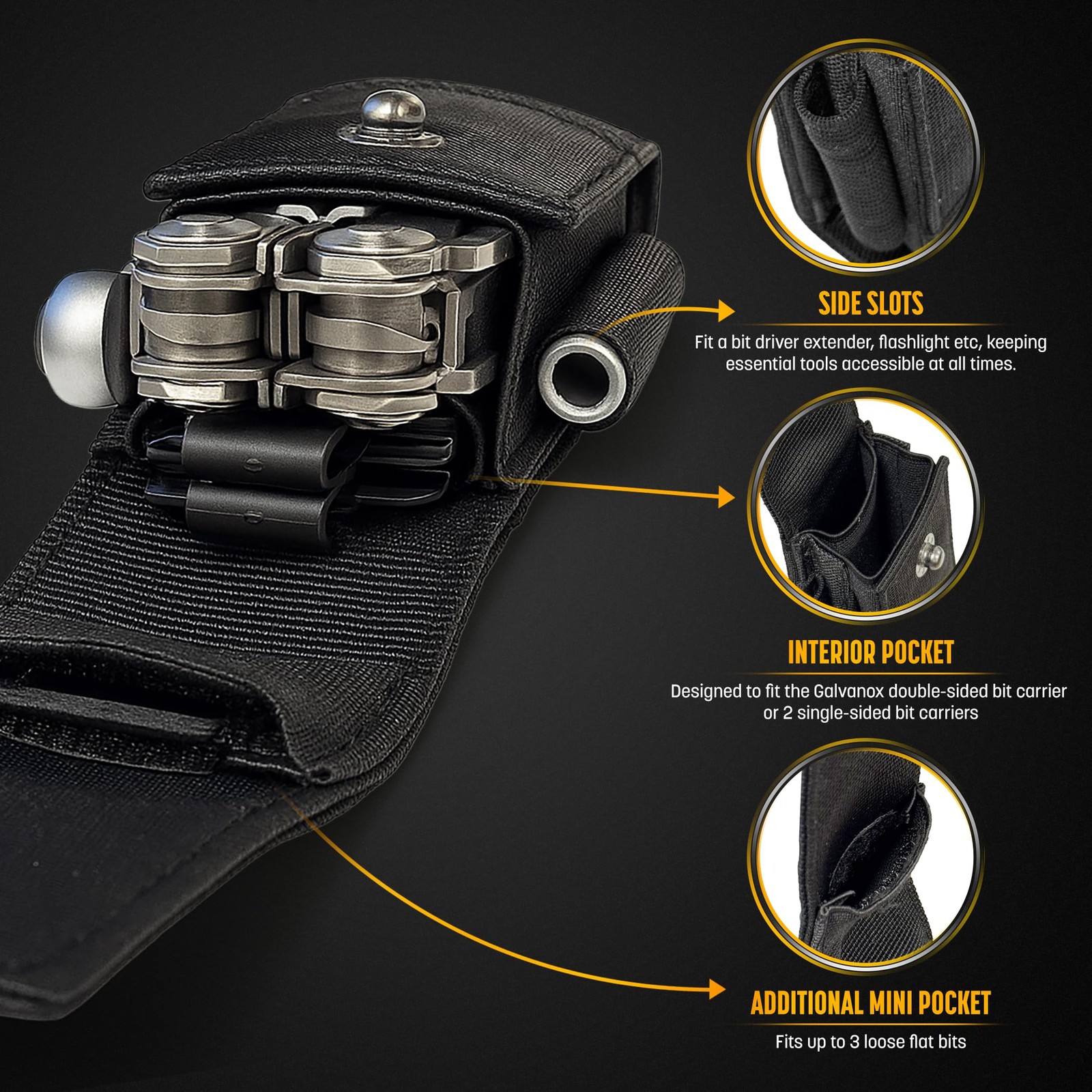 Nylon Sheath for MultiTools with 21 Flat End Screwdriver Bits and Holder Cas…