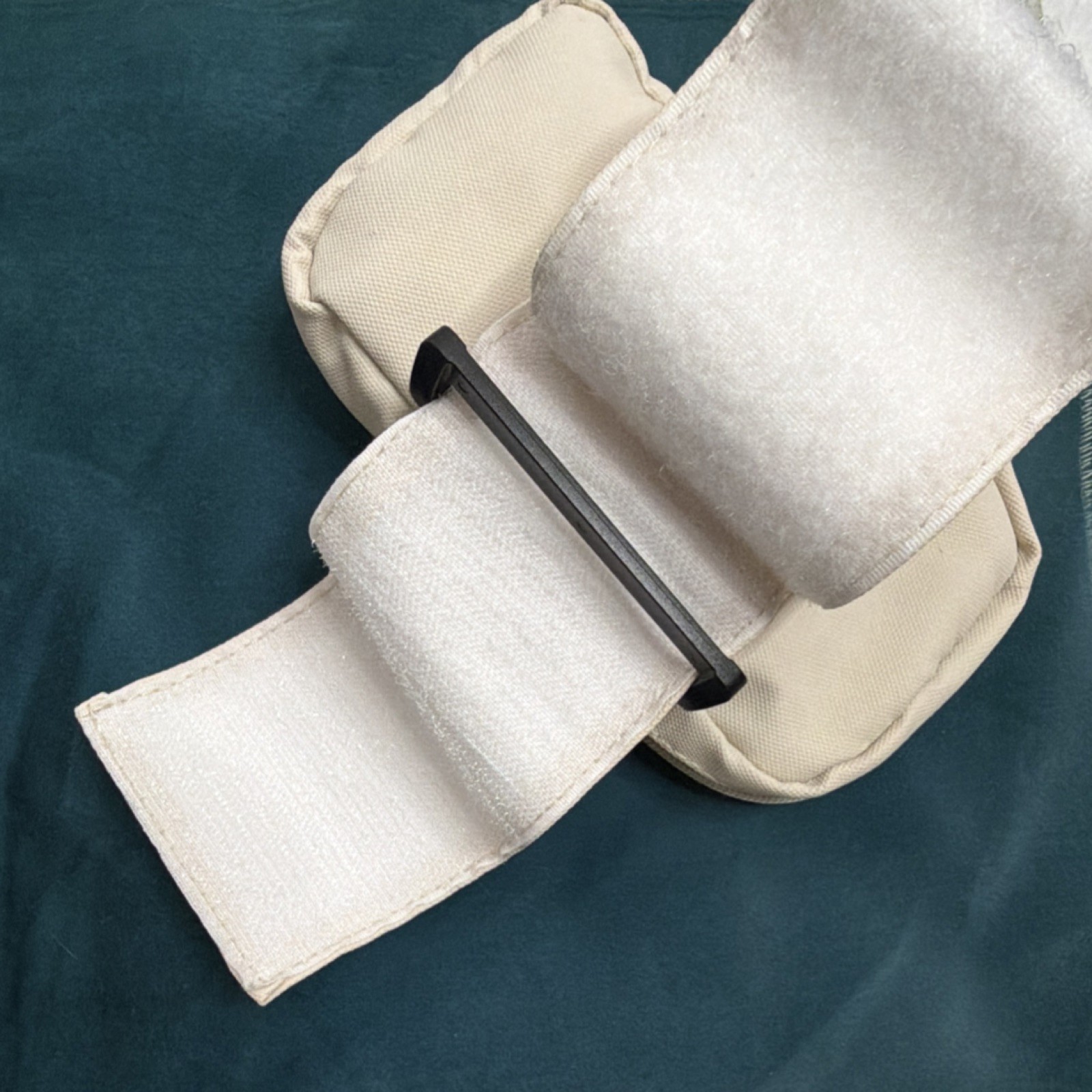 Beige Fabric Running Arm Pouch with, Zippers Closures & Compartments 7”x4”