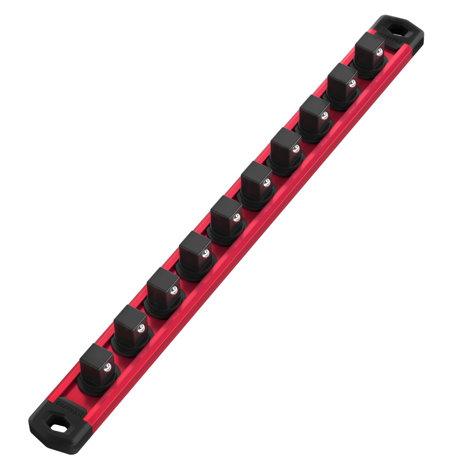 WORKPRO Magnetic Socket Organizer, 1/2-Inch Drive Aluminum Alloy 1/2″ DR, Red