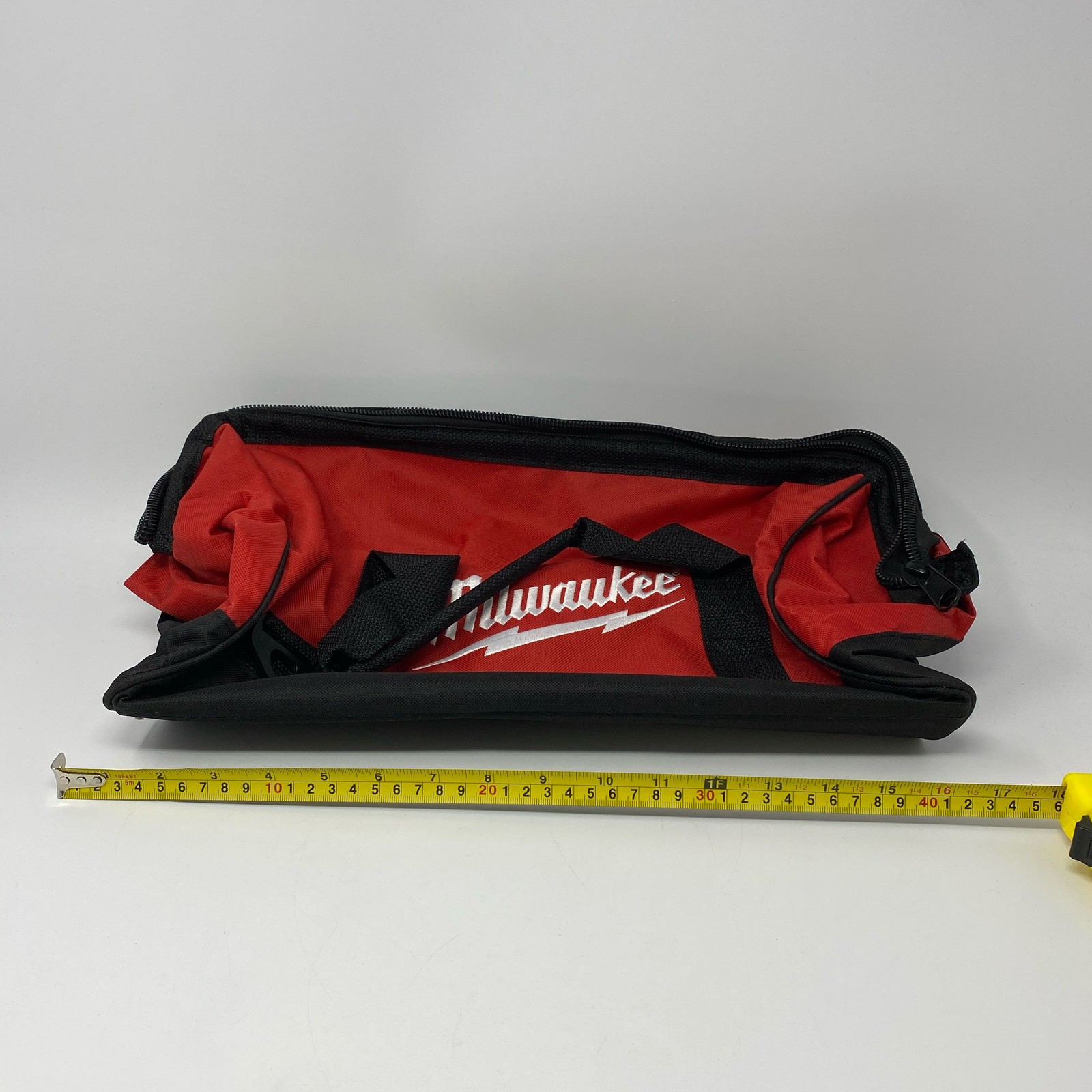 Milwaukee 17in Heavy-Duty Canvas Tool Bag Red/Black, 6 Pockets