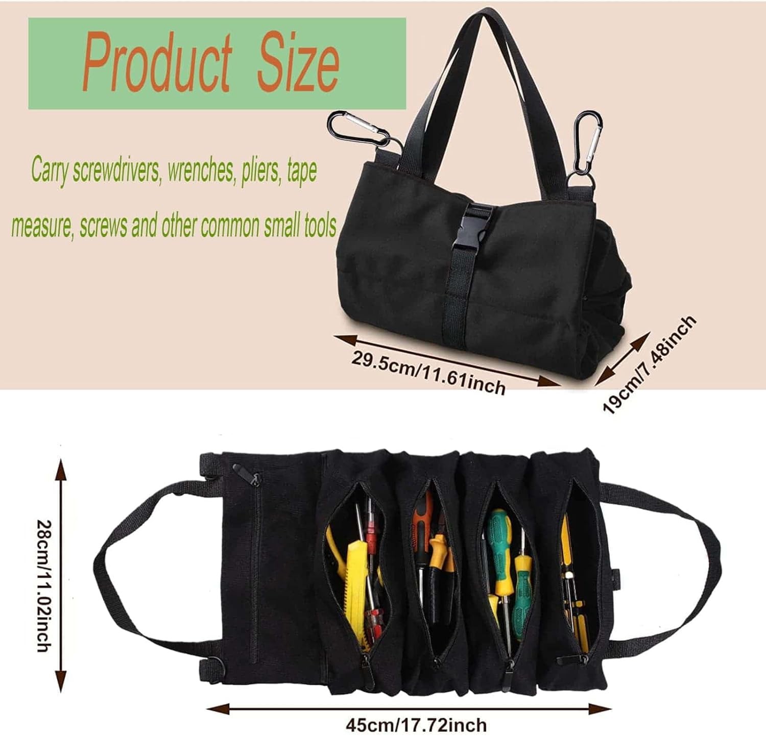 Roll Tool Roll Multi-Purpose Tool Roll Up Bag Wrench Roll Pouch Hanging Carrier