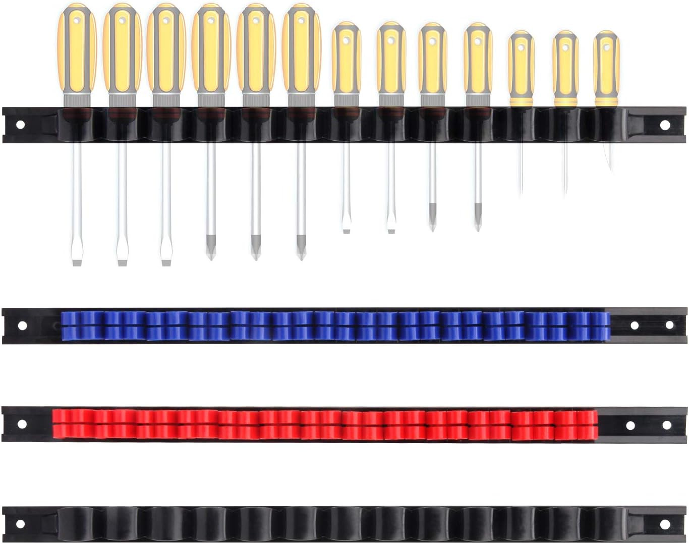 4 pcs Screwdriver Organizer and Organizer, Hand Tool Holder, Plastic Rail Hang