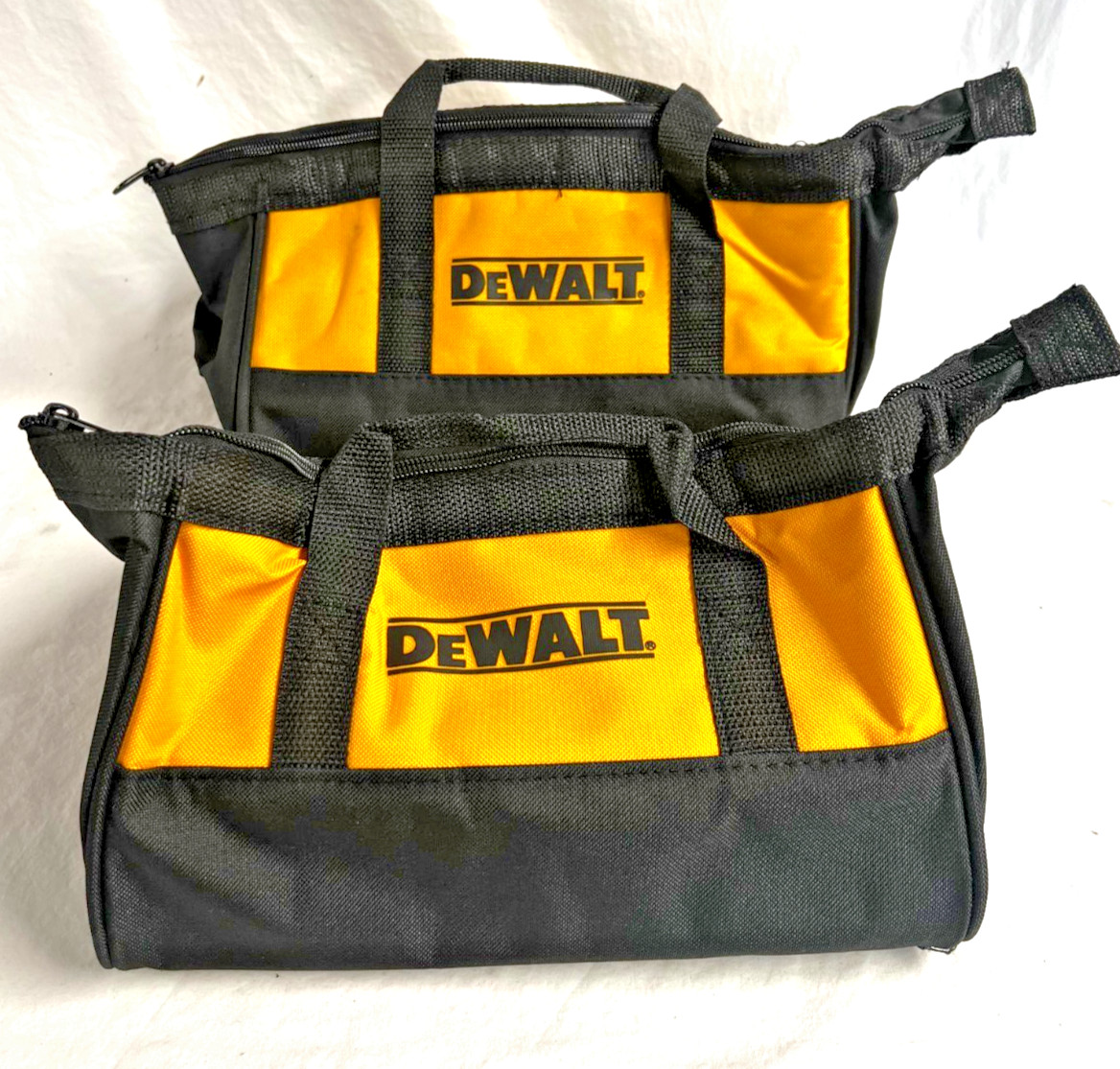 (2) DEWALT Small Tool Tote Bag – 9″ x 9″ x 8″, Black/Yellow (New From Kit)