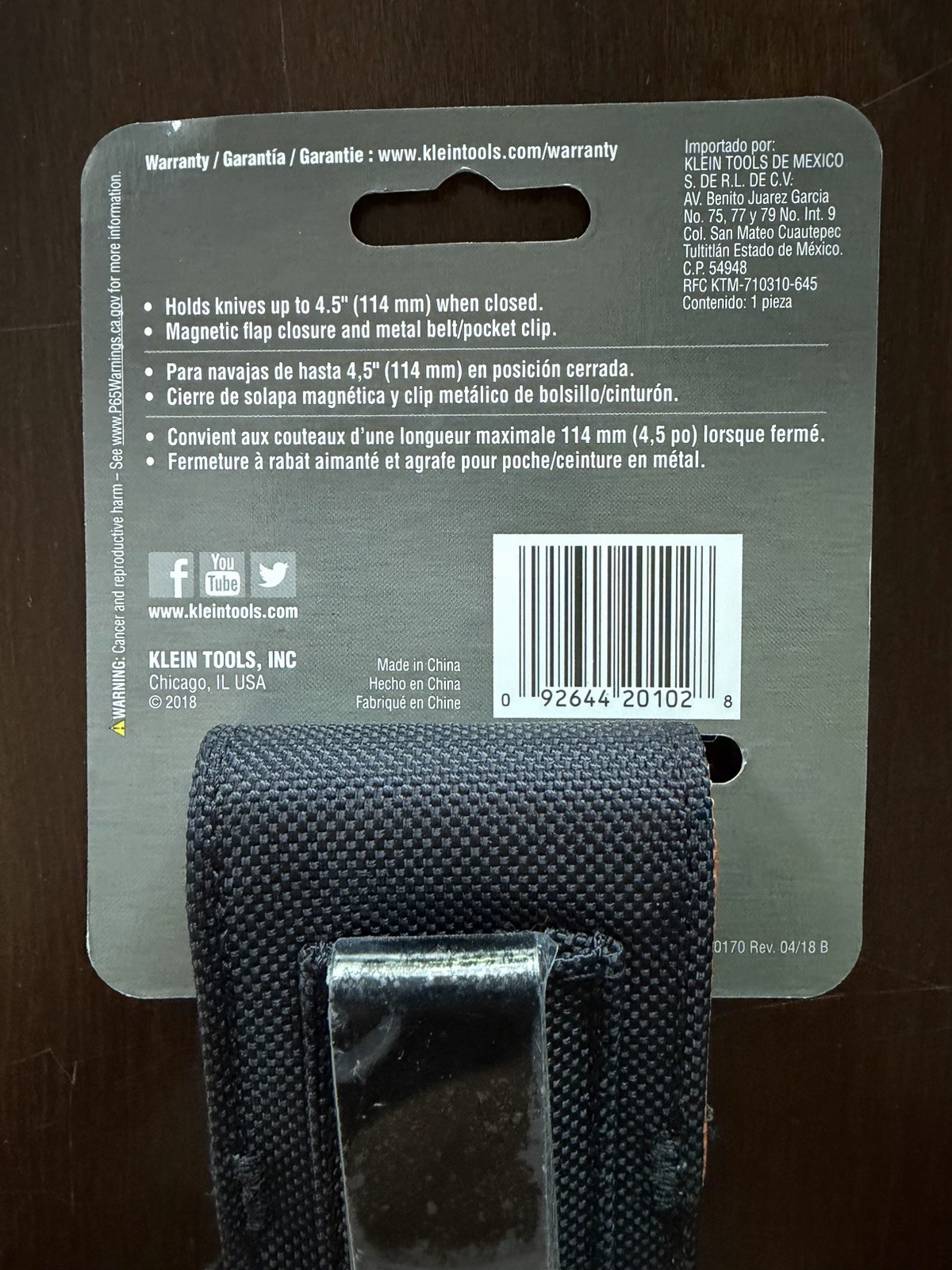 New Klein Tools 5248 Tradesman Pro Knife Holder Black Ballistic Weave