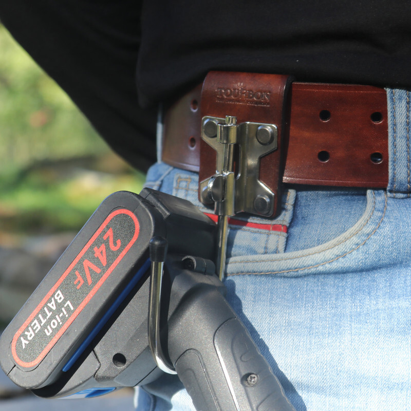 Tourbon Leather Tools Carrier J Hook Drill Trowel Power Cord Metal Belt Holster
