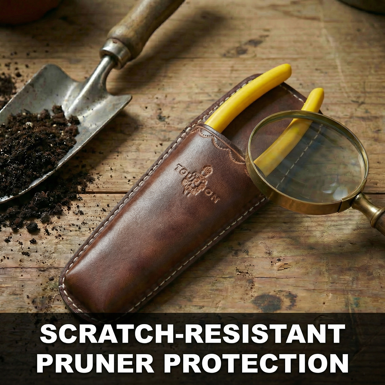 TOURBON Leather Plier Sheath Garden Tool Holder Shears Pruner Pouch Clip on Belt