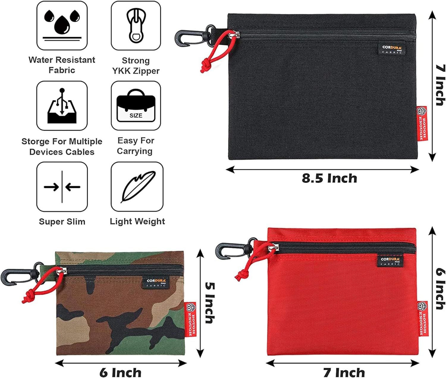 Rough Enough Small Tool Pouch Bag Utility Tools Small, Black, Red, Camo