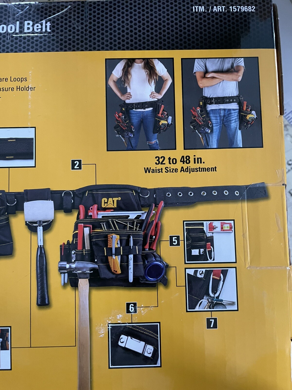 2X CAT CATERPILLAR Tool Belt Muti-Purpose 32 To 48 in 2-Bag 19-Pocket Constrc