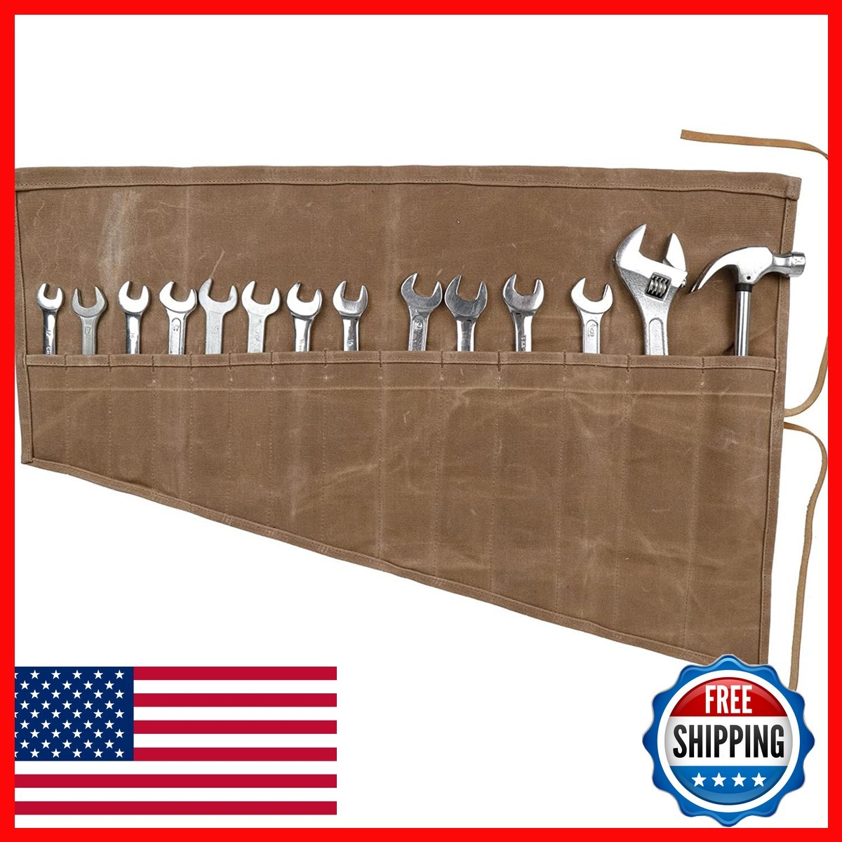 ChengYi Tool Roll Organizer 14-Pocket Wrench Holder Bag