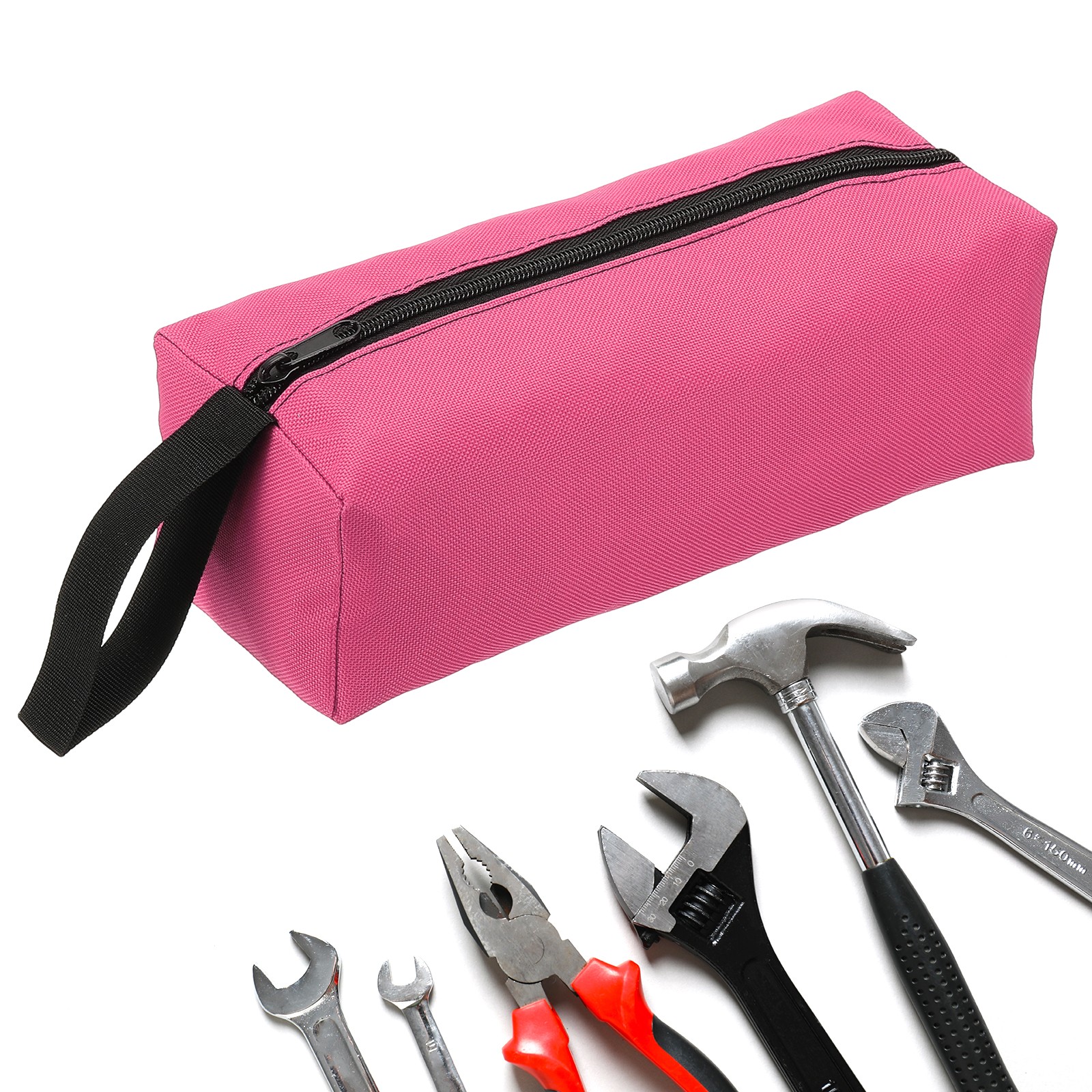 Zipper Utility Tool Bag 10.2x4x3.3 Inch Multi-purpose Tote Bag Pink