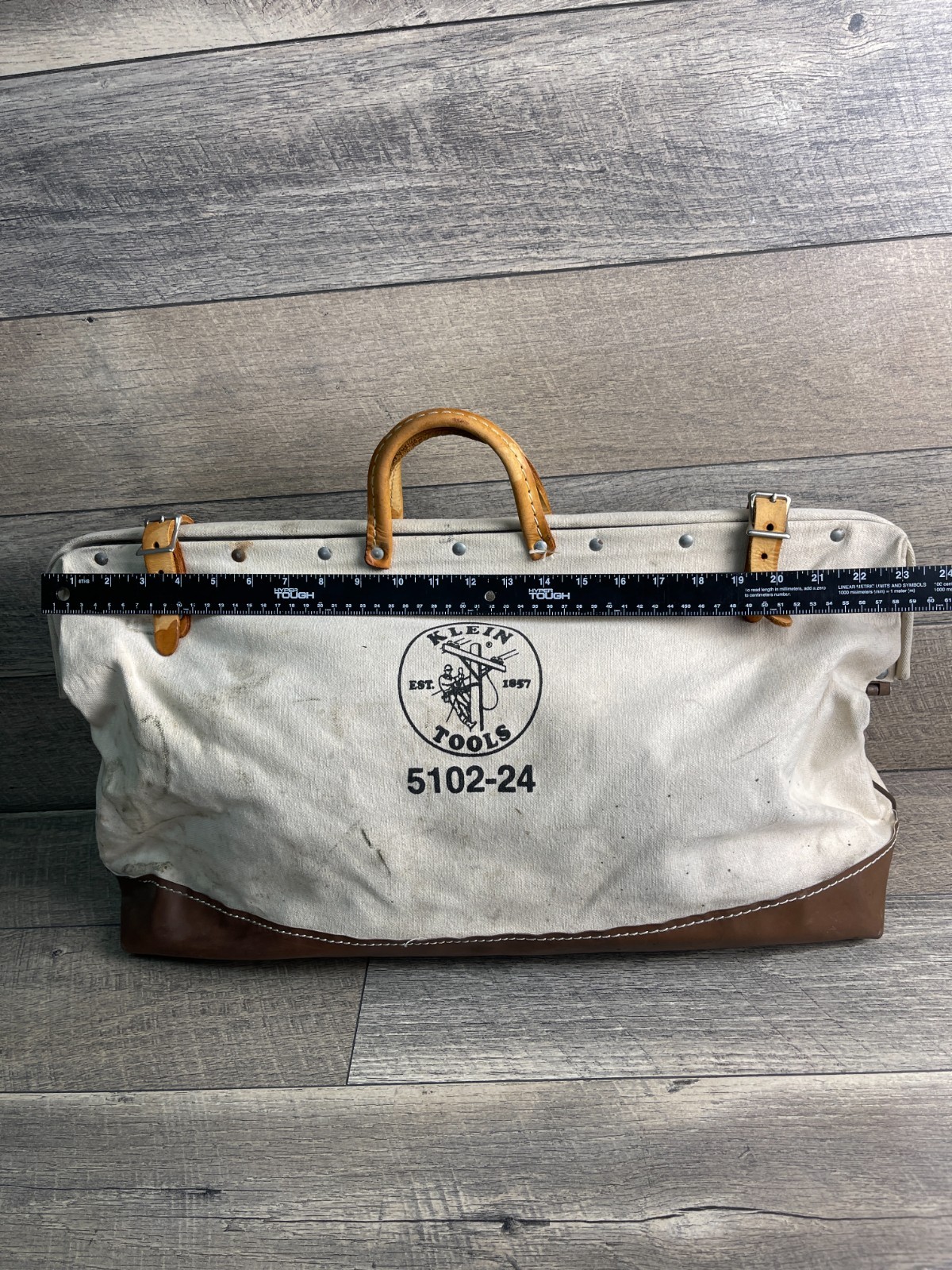 Klein Tools 5102-24 Tool Bag Beige Brown Unisex Buckle Closure Double Handles
