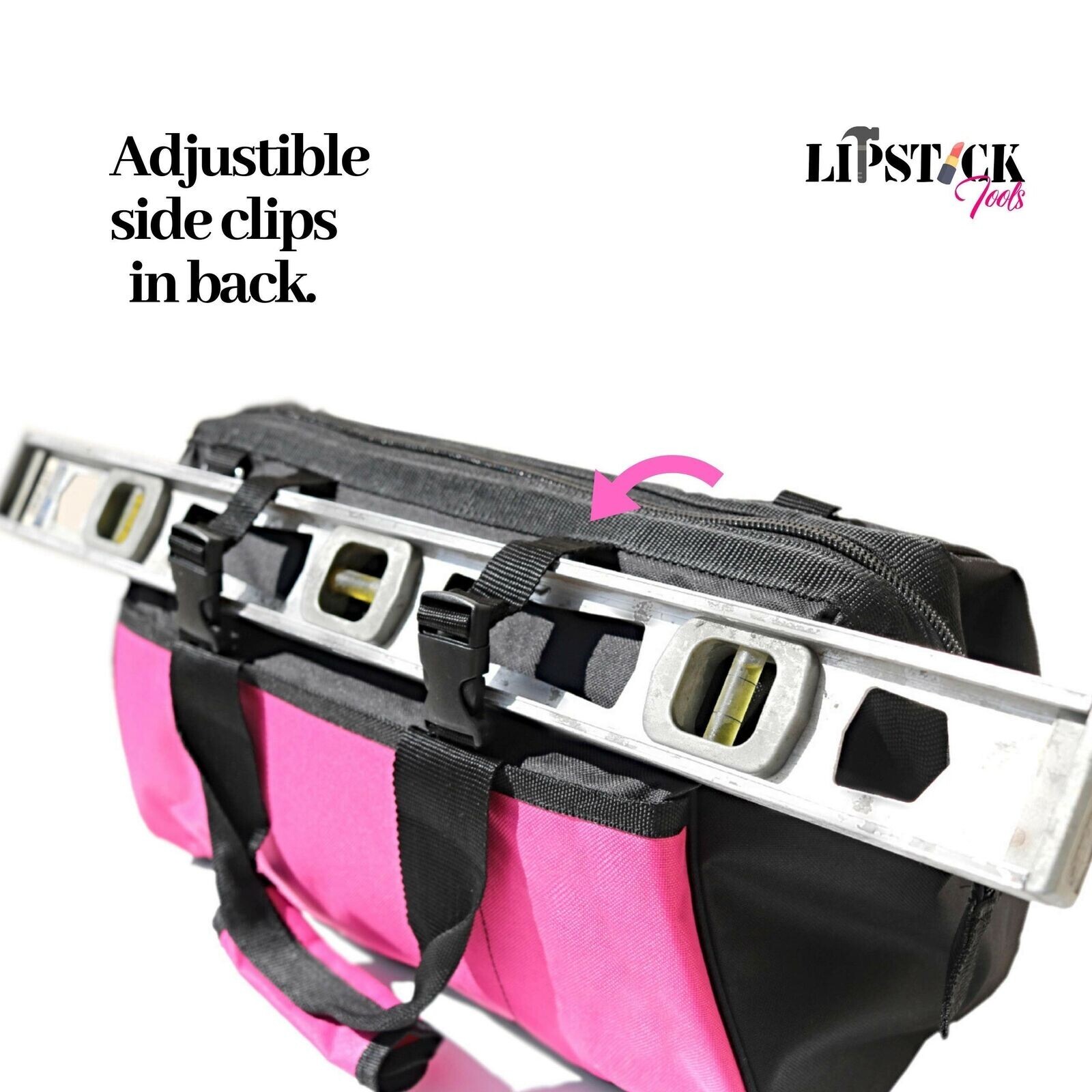 LipStick Tools 18-Inch Multi-Purpose Zip-Top Pink Storage Wide Mouth Tool Bag…