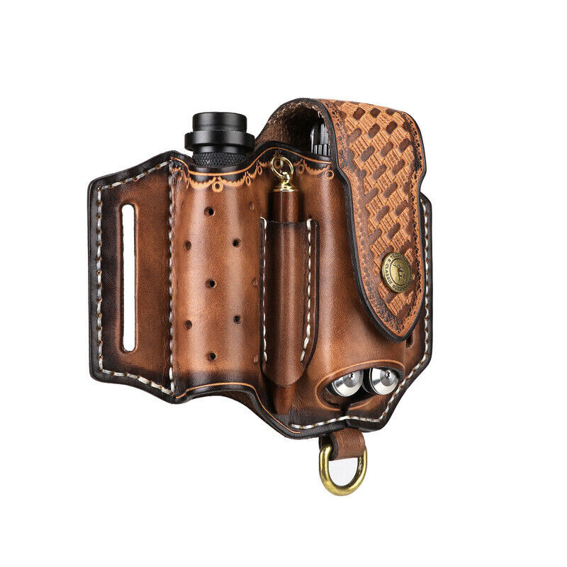Leather Pocket Knife Sheath EDC Multitool Plier Belt Pouch Tools Holster-TOURBON