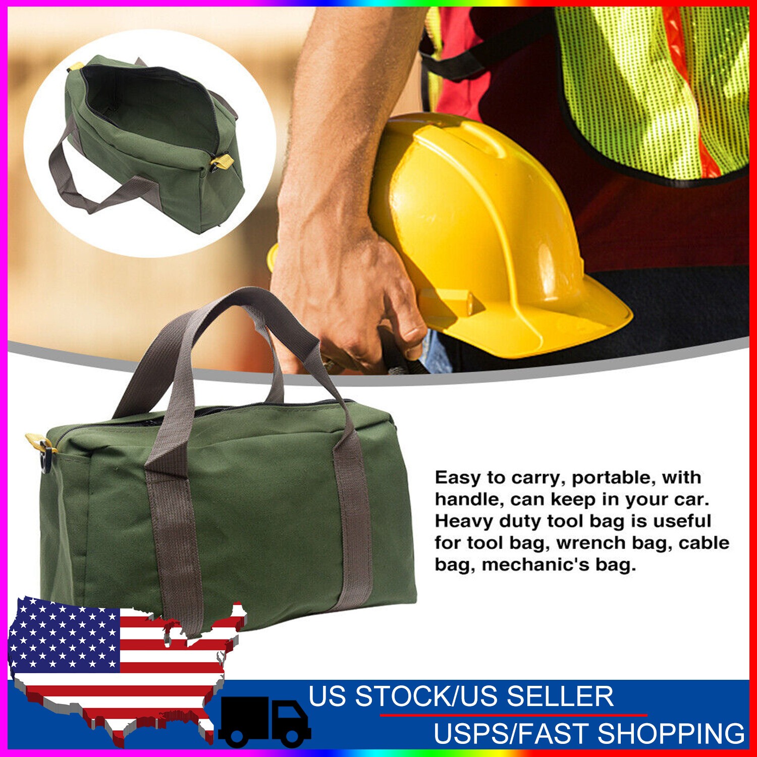 Waterproof 16 Inch Tool Bag – Large Capacity Canvas Tote for Hand Tools
