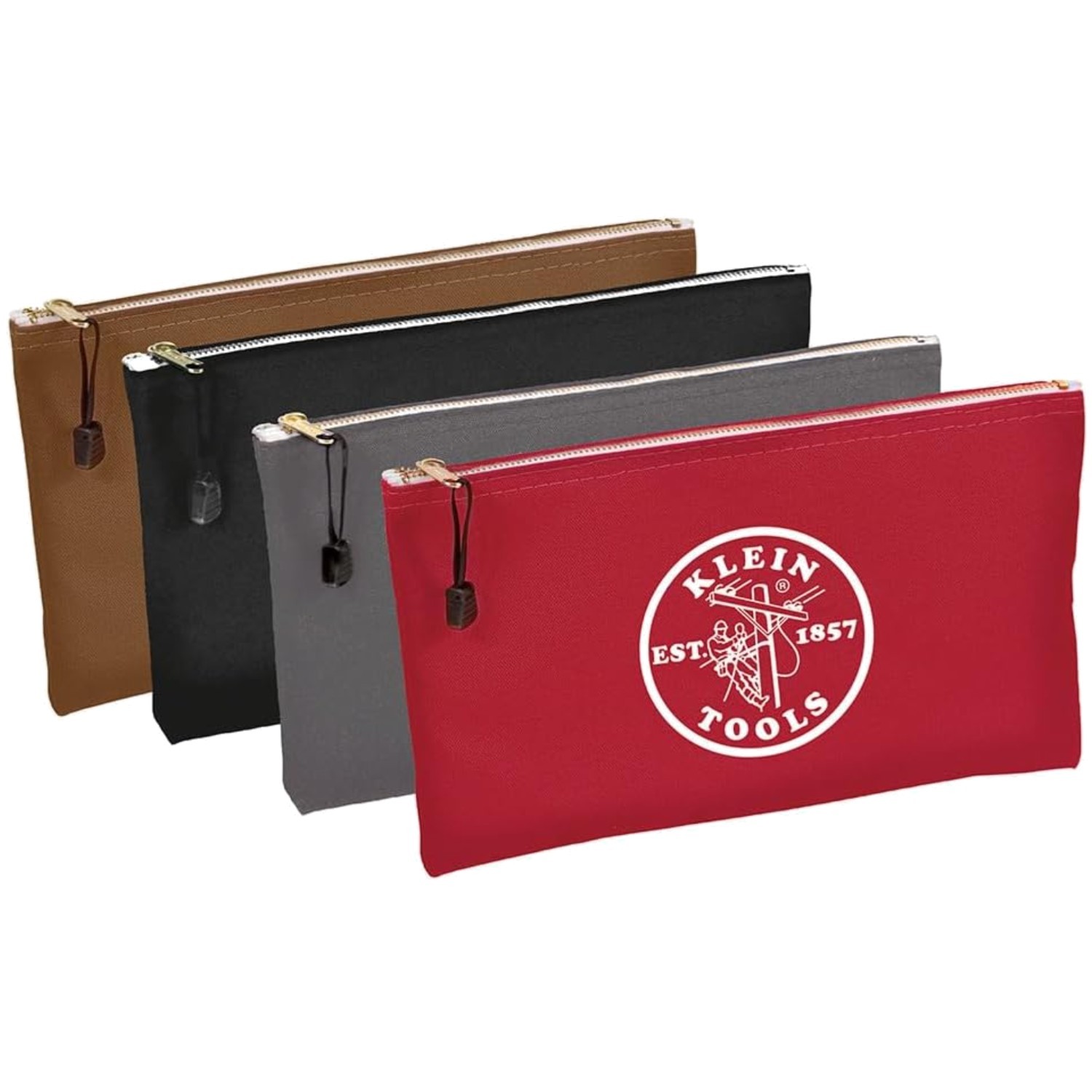 Klein Tools 5141 Zipper Tool Bag Set – 4-Pack, Durable Canvas Utility Pouches