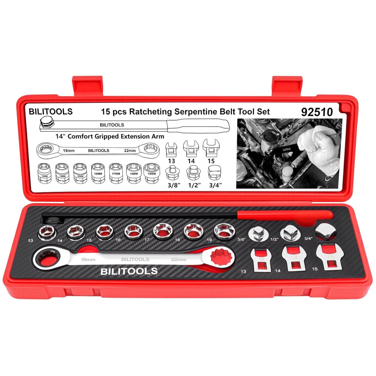 Complete Ratcheting Tensioner Tool Kit – 15 Pcs