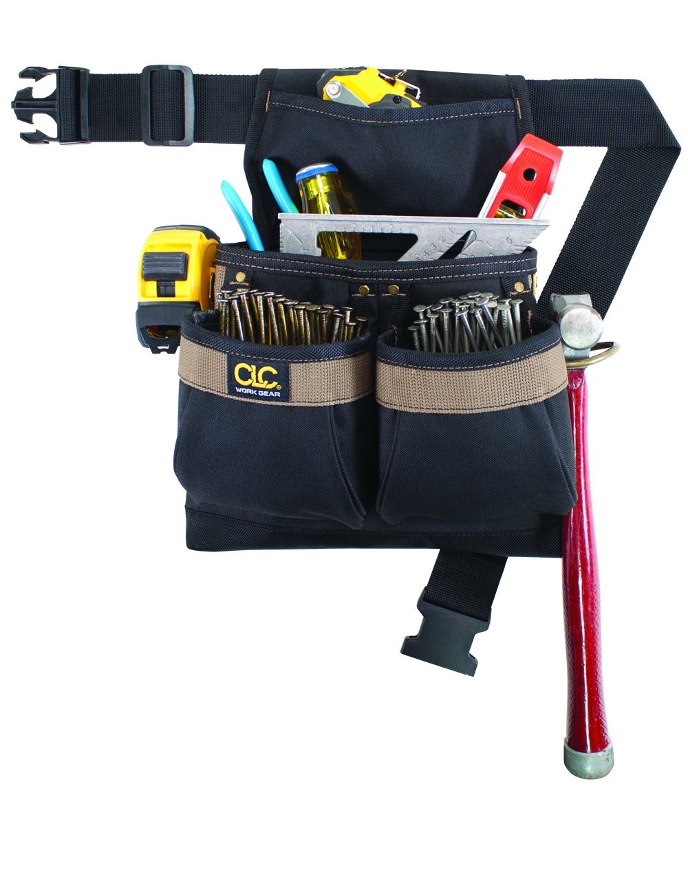CLC Custom Leathercraft PK1836 Framer’s Nail and Tool Bag 5-Pocket Black/Blue