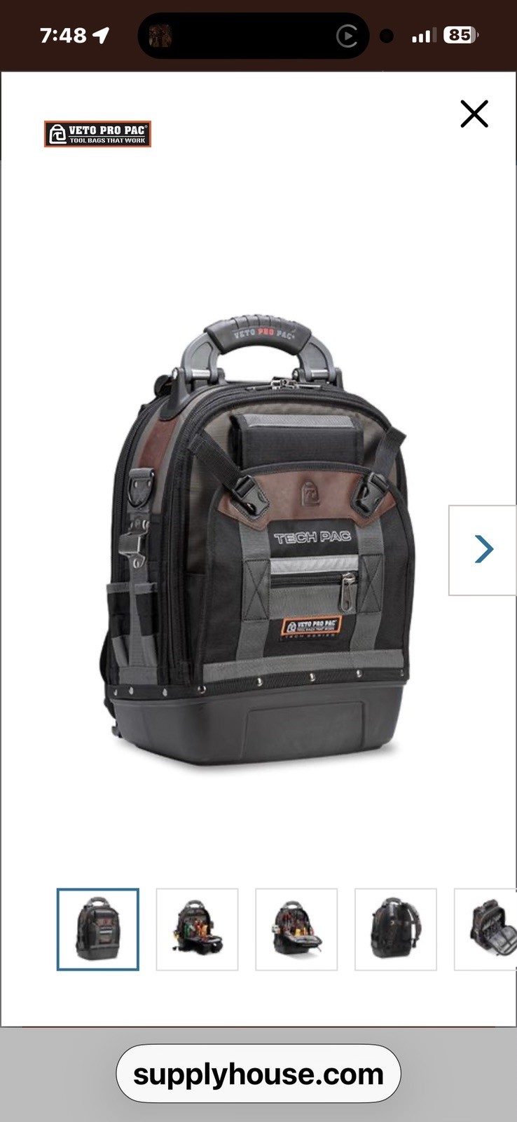 NEW – Veto Pro Pac TECH PAC Backpack Tool Bag – Model VPP10070