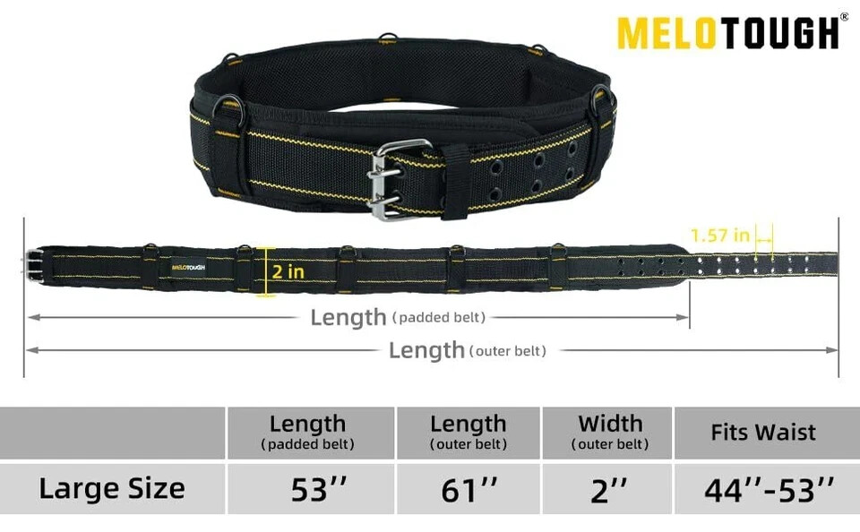 Padded Tool Belt With D Ring For Men Adjustable For 32″50″ Waists Heavyduty Work