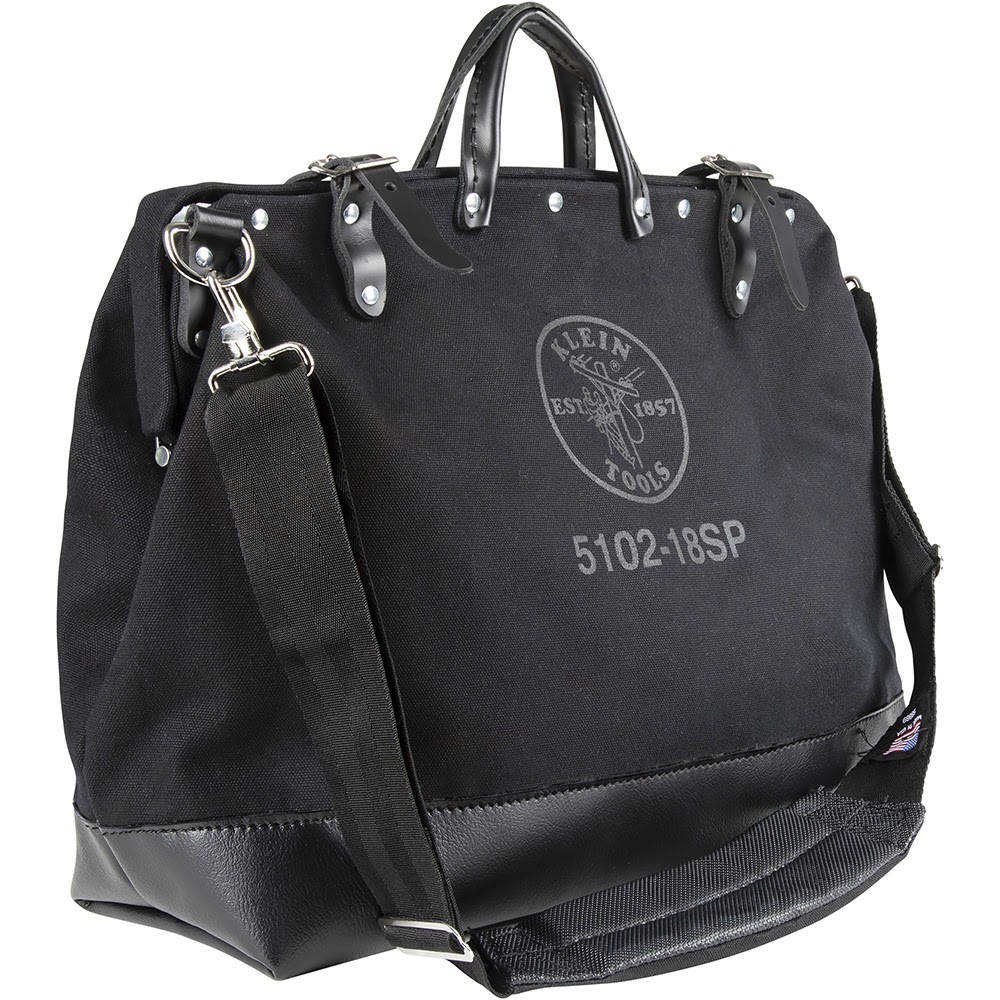 Klein Tools 510218SPBLK Deluxe Black Canvas Tool Bag 18in 13 Pockets