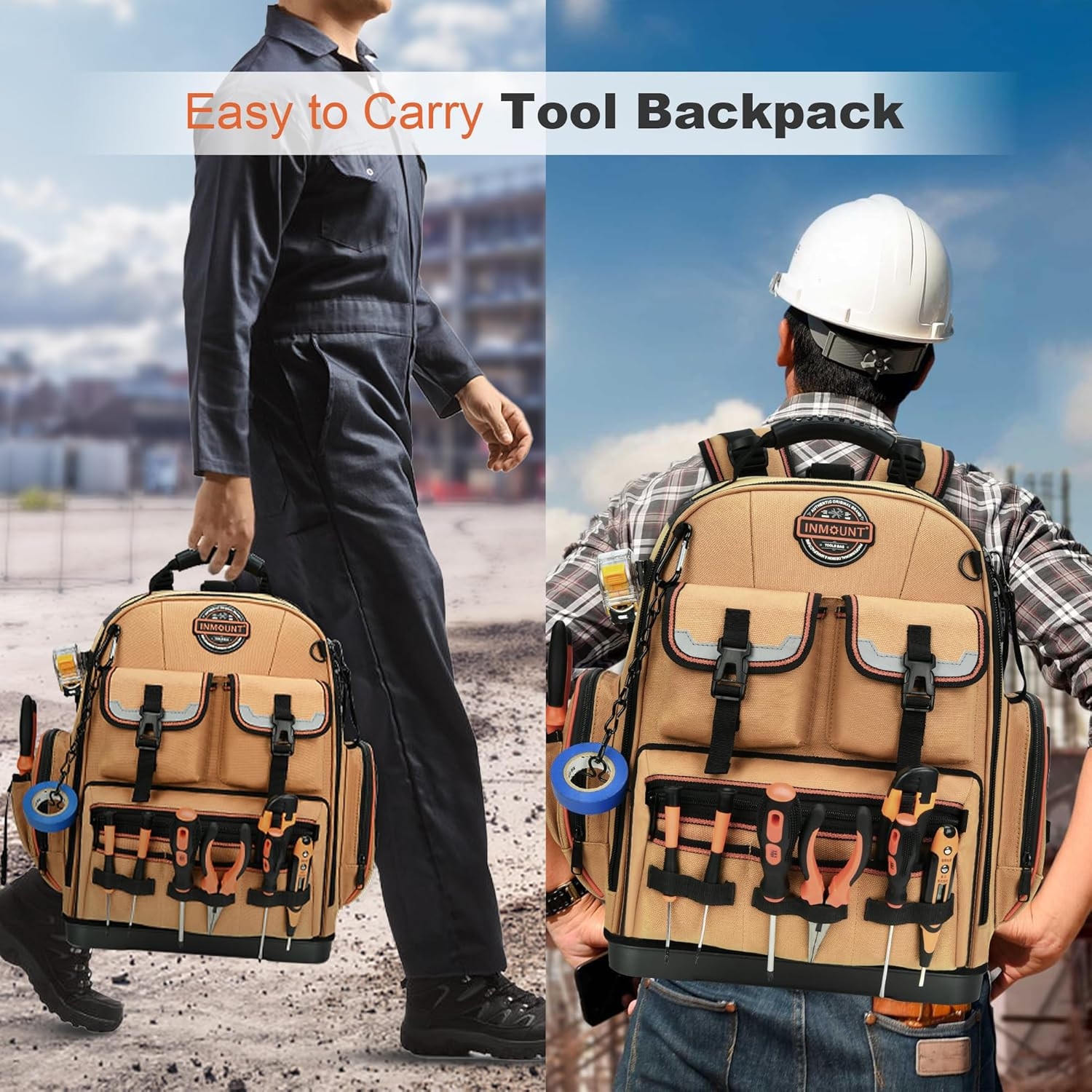 Backpack Tool Bag Tool Backpack Heavy Duty Tool Organizer, Water-Resistant HVAC
