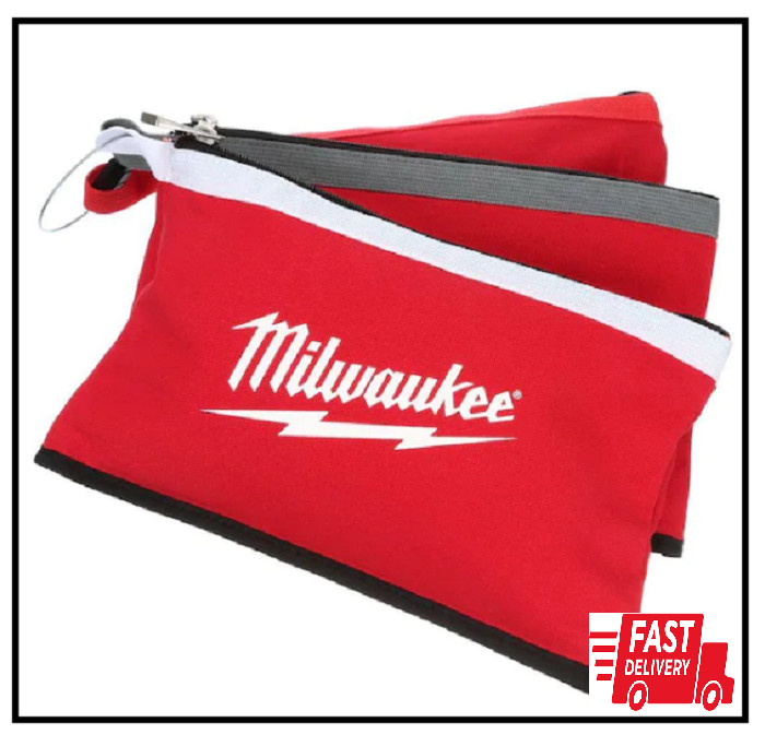 NEW Milwaukee Tool Zipper Bag 12 Inch Pouch Storage 3 Pack Red Tote Bag Durable