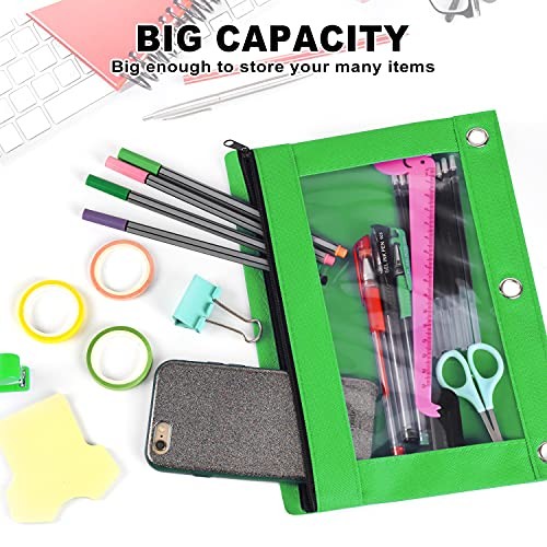 30 Pack 3-Ring Pencil Pouches, Assorted Colors, 9.8″x7.1″ Zipper Pen Cases
