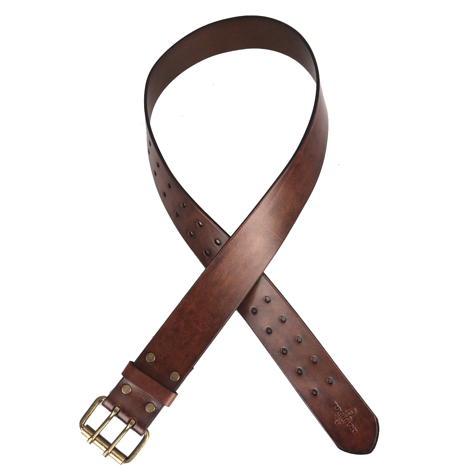 TOURBON Leather Tool Carrying Work Belt 2in Wide Rig Belt Double Roller Buckle