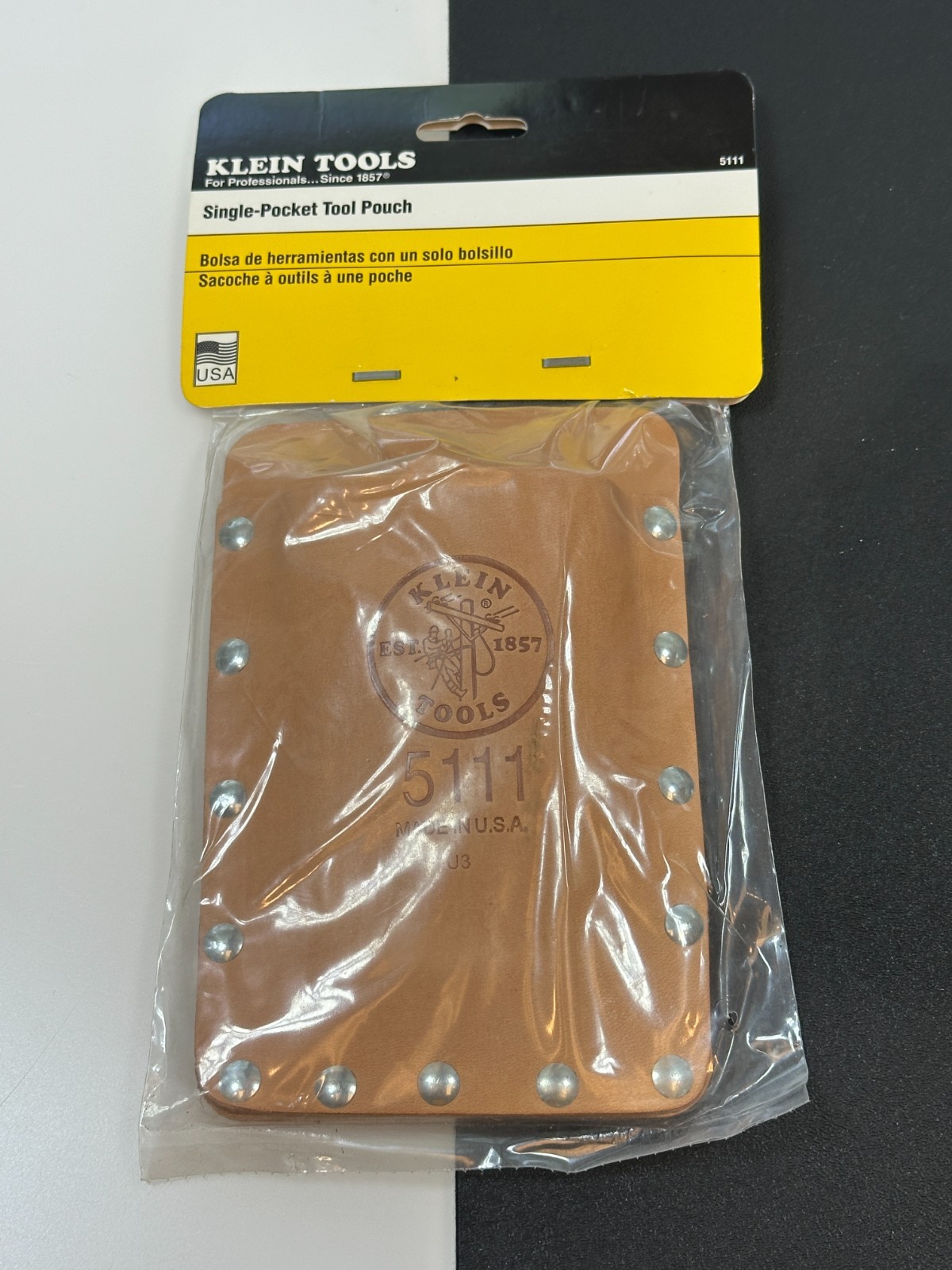 🇺🇸 Klein Tools USA 5111 Single Pocket BROWN (Rare) Leather Tool Pouch, NOS NEW