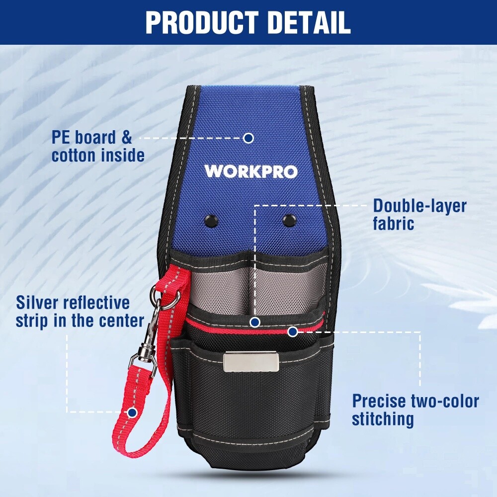 WORKPRO Professional Electrician Tool Pouch Compact Durable Tool Bag w/ 6 Pocket
