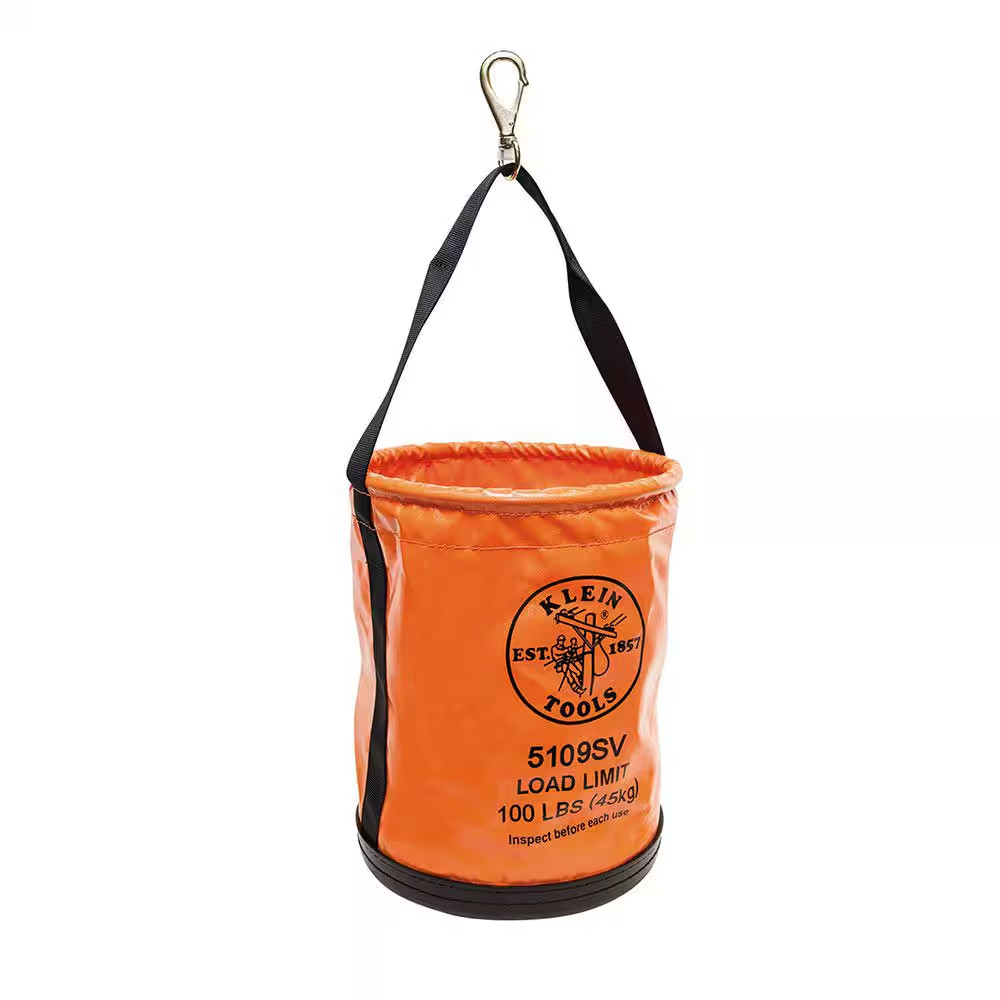 Utility Bucket, Vinyl Tool Bucket with Swivel Snap, 12-Inch
