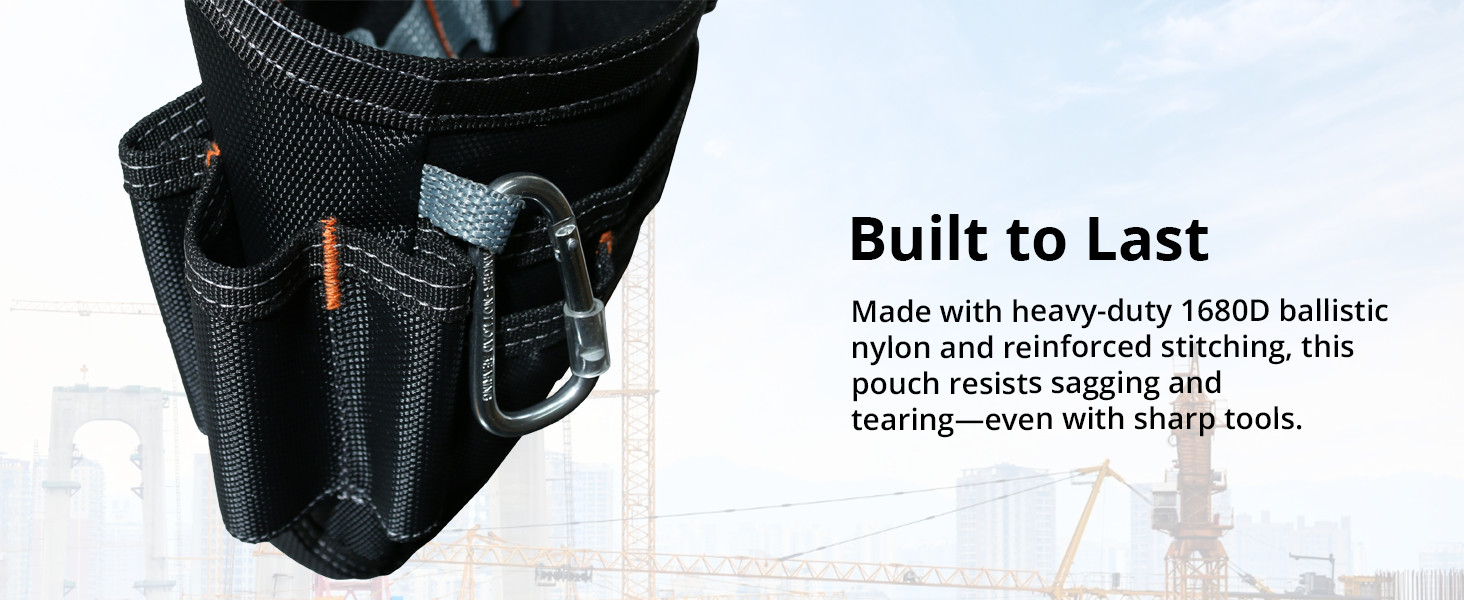 Wolf 13-Pocket Tool Pouch, Heavy-Duty Ballistic Nylon, Clip & Belt Loop, Black