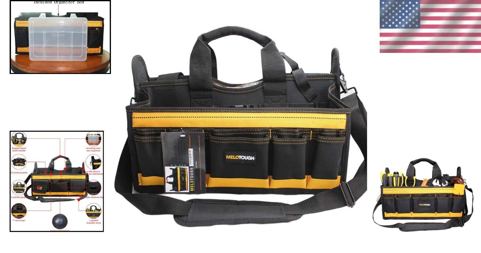 Innovative 17-Inch Electric Tool Bag with Plastic Tray for Easy Organization