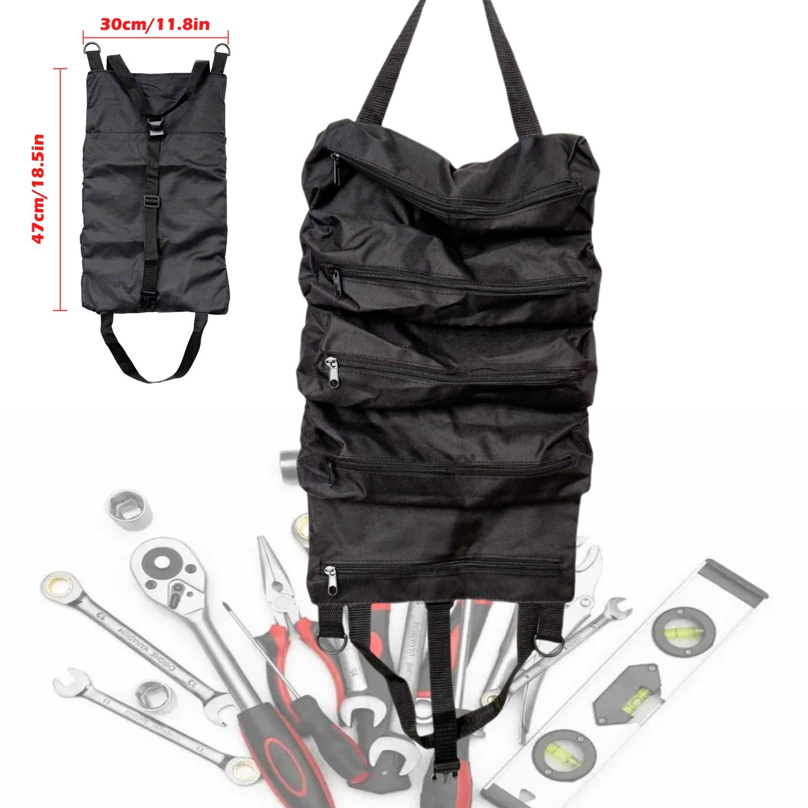 Black Suspended car tool storage bag Multi-functional Hardware Tool Bag 30*47CM