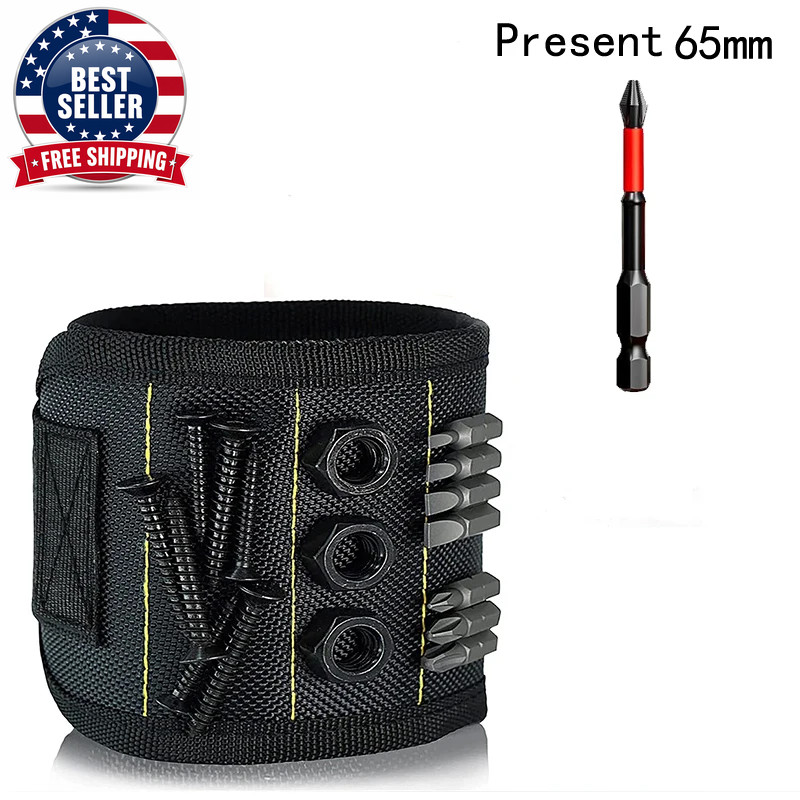 Magnetic Wrist Strap for Fixing Screws, Nails, Drill Bits, Wrist Tool with Stron