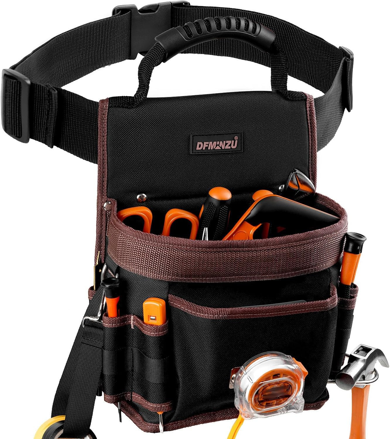 Electrician Tool Pouch, 10 Pockets Tool Belt Pouches with Hammer Holder, Adjusta