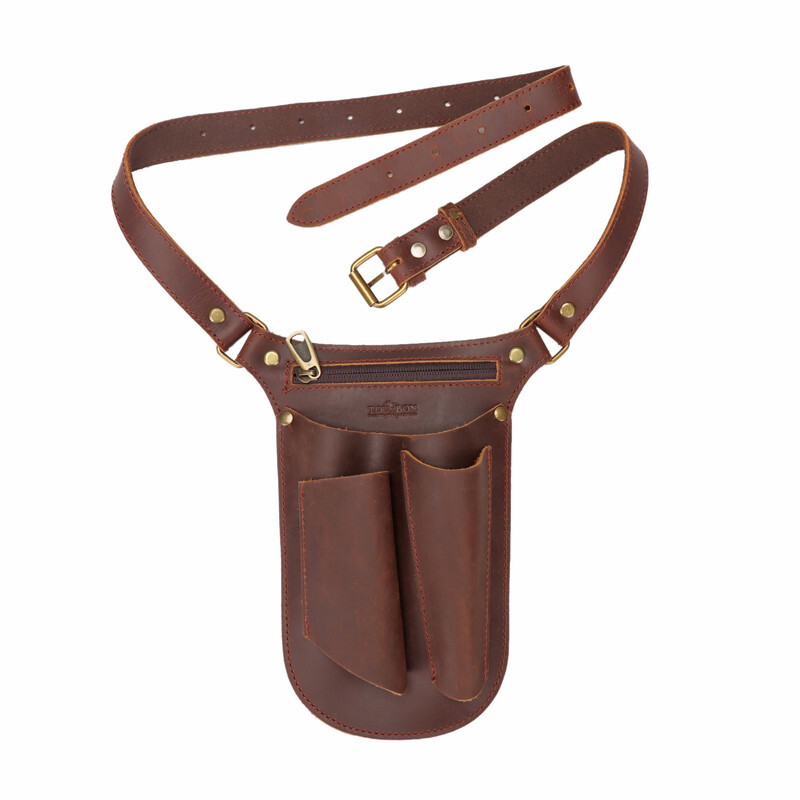 TOURBON Leather Gardening Belt Pouch Florist Organizer Waist Bag Tools Holster