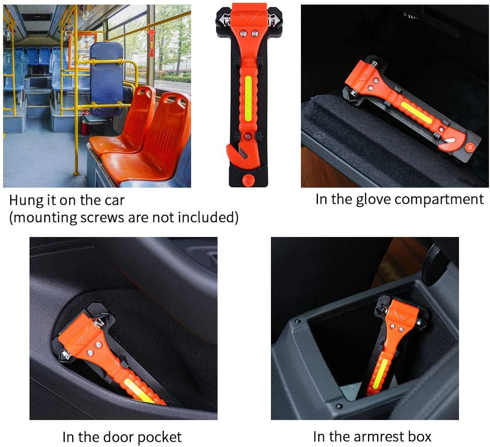 Emergency Seat Belt Cutter and Window Hammer Tool, Car Accessories, 2 Pack,