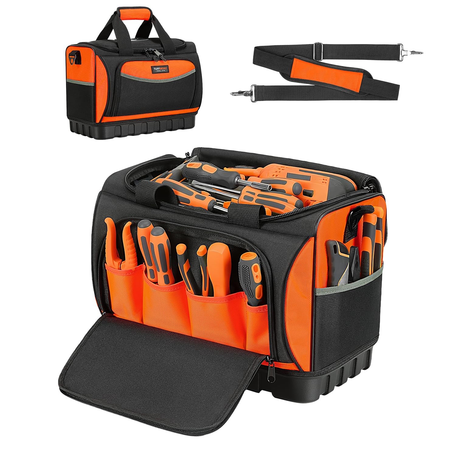 TUFFWORX Tool Bag, Large Tool Organizer Bag with 18 Pockets,15.7x 11.4x 9.8 i…