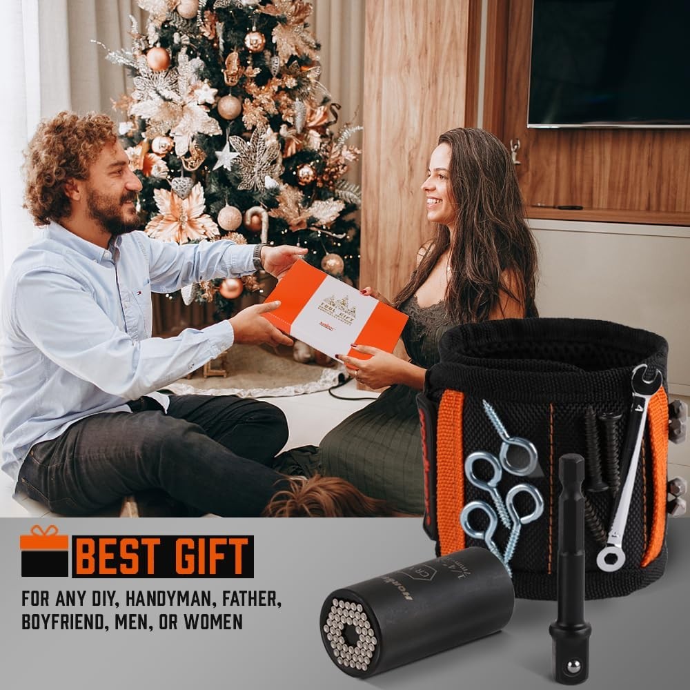 2pcs Magnetic Wristband & Universal Socket Grip Set – Tool Organizer & Holder
