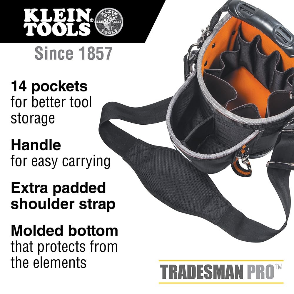 55419SP14 Tool Bag with Shoulder Strap Has 14 Pockets for Tool Storage, Can F…