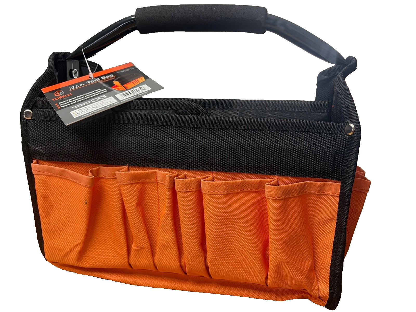 NEW Torelli 12.5” Tool Bag Collapsible Orange 14 Exterior Pockets Padded Handle