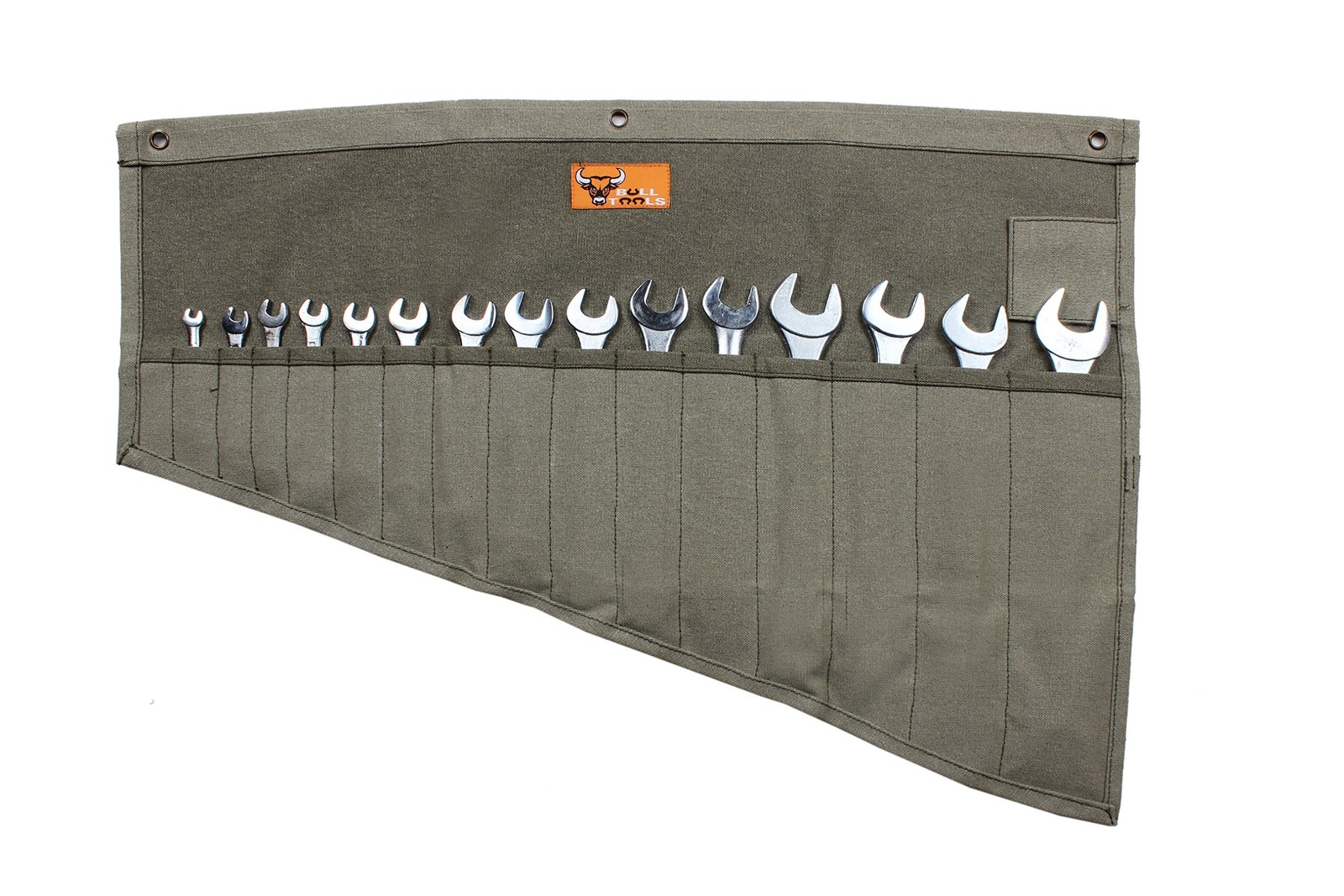 BULL TOOLS Wrench Roll, 16 Pocket Tool Large (16 – PKT), Washed Olive Drab