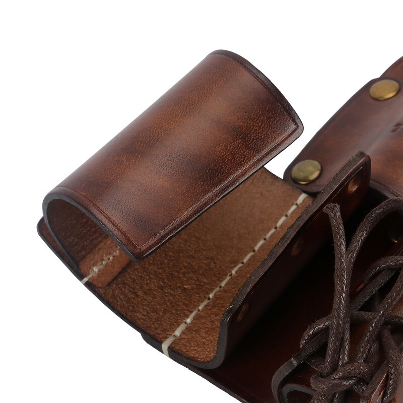 TOURBON Leather Double Bull Pins Belt Holder Spud Wrench Tools Carrier Sheath US