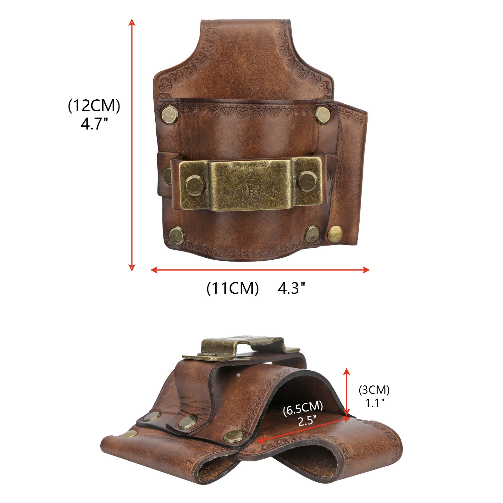 Leather Tool Belt Pouch 3-in-1 Hammer Holder Tape Measure Pencil Holster for EDC